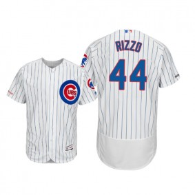 Men's Chicago Cubs White Royal #44 Anthony Rizzo 150th Anniversary Home Authentic Flex Base Jersey