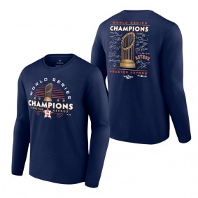 Men's Houston Astros Navy 2022 World Series Champions Signature Roster Long Sleeve T-Shirt