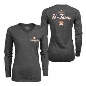 Women's Houston Astros Charcoal 2022 World Series Champions At-Bat Tri-Blend Long Sleeve V-Neck T-Shirt