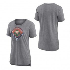 Women's Houston Astros Heather Gray 2022 World Series Champions Complete Game Modern Tri-Blend Scoop Neck T-Shirt