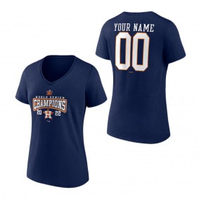 Women's Houston Astros Navy 2022 World Series Champions Custom V-Neck T-Shirt