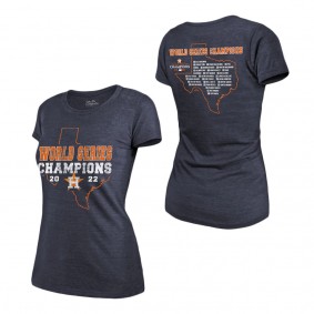 Women's Houston Astros Navy 2022 World Series Champions Over The Wall Roster Tri-Blend T-Shirt