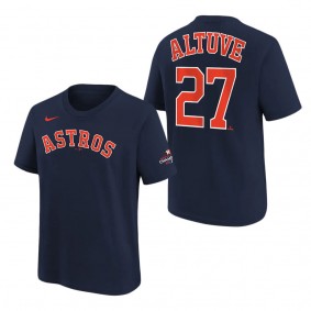 Youth Houston Astros Jose Altuve Navy 2022 World Series Champions Name & Number T-Shirt