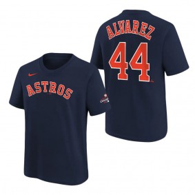 Youth Houston Astros Yordan Alvarez Navy 2022 World Series Champions Name & Number T-Shirt
