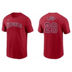 Men's Los Angeles Angels Aaron Loup Red Name & Number T-Shirt