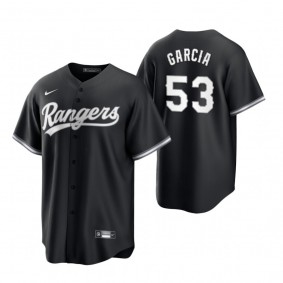 Texas Rangers Adolis Garcia Nike Black White 2021 All Black Fashion Replica Jersey