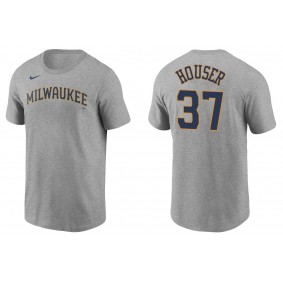 Men's Milwaukee Brewers Adrian Houser Gray Name & Number T-Shirt
