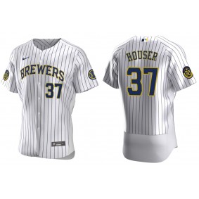 Men's Milwaukee Brewers Adrian Houser White Authentic Home Jersey