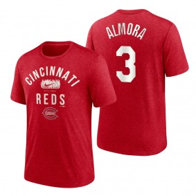 Reds Albert Almora Jr Red 2022 Field of Dreams Lockup Tri-Blend T-Shirt