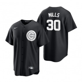 Chicago Cubs Alec Mills Nike Black White 2021 All Black Fashion Replica Jersey