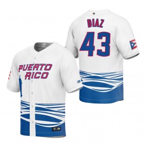 Alexis Diaz Men's Puerto Rico Baseball White 2023 World Baseball Classic Replica Jersey