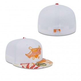 Men's Anaheim Angels White Orange Cooperstown Collection Flamingo 59FIFTY Fitted Hat