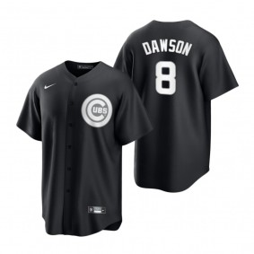 Chicago Cubs Andre Dawson Nike Black White 2021 All Black Fashion Replica Jersey
