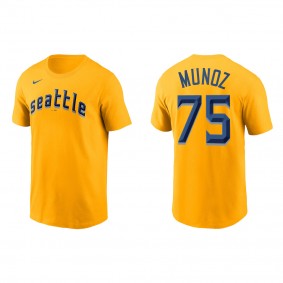 Andres Munoz Seattle Mariners Gold 2023 City Connect Wordmark T-Shirt