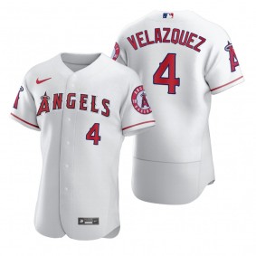 Men's Los Angeles Angels Andrew Velazquez White Authentic Home Jersey