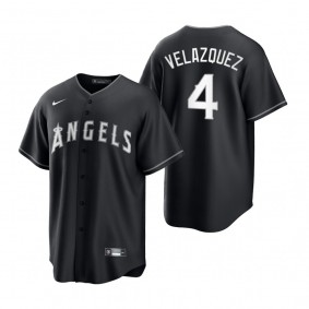 Men's Los Angeles Angels Andrew Velazquez Black White Replica Official Jersey