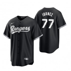 Texas Rangers Andy Ibanez Nike Black White 2021 All Black Fashion Replica Jersey