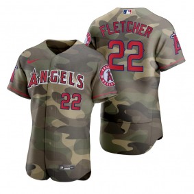 Los Angeles Angels David Fletcher Camo Authentic 2021 Armed Forces Day Jersey
