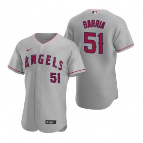 Men's Los Angeles Angels Jaime Barria Nike Gray Authentic Road Jersey
