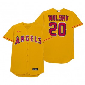 Los Angeles Angels Jared Walsh Walshy Gold 2021 Players' Weekend Nickname Jersey