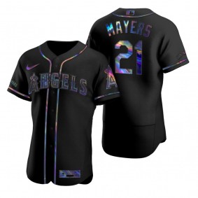 Los Angeles Angels Mike Mayers Nike Black Authentic Holographic Golden Edition Jersey