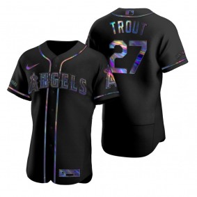 Los Angeles Angels Mike Trout Nike Black Authentic Holographic Golden Edition Jersey