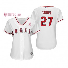 2019 Mother's Day Mike Trout Los Angeles Angels White Jersey