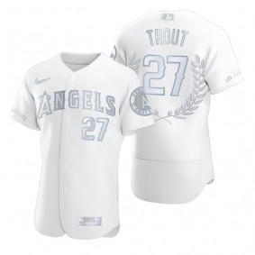Mike Trout Los Angeles Angels White Award Collection AL MVP Jersey