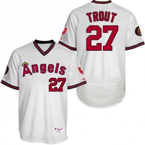 Male Los Angeles Angels Mike Trout #27 White Collection Flexbase Player Jersey