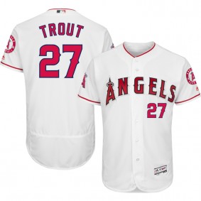Male Los Angeles Angels #27 Mike Trout White Flexbase Collection Player Jersey