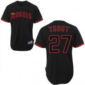 Male Los Angeles Angels of Anaheim #27 Mike Trout Black Fashion Jersey
