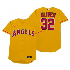 Los Angeles Angels Raisel Iglesias Oliver Gold 2021 Players' Weekend Nickname Jersey
