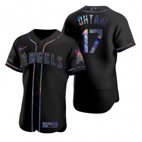 Los Angeles Angels Shohei Ohtani Nike Black Authentic Holographic Golden Edition Jersey
