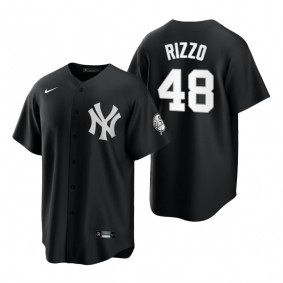 New York Yankees Anthony Rizzo Nike Black White 2021 All Black Fashion Replica Jersey