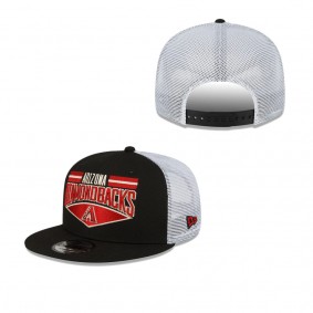 Men's Arizona Diamondbacks Black White Base Trucker 9FIFTY Snapback Hat