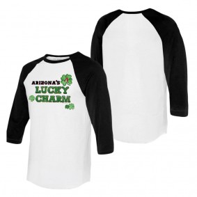 Men's Arizona Diamondbacks Tiny Turnip White Black Lucky Charm Raglan T-Shirt