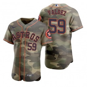 Houston Astros Framber Valdez Camo Authentic 2021 Armed Forces Day Jersey