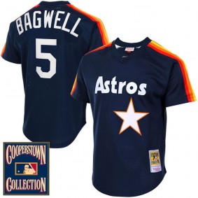 Male Houston Astros Jeff Bagwell #5 Navy Cooperstown Batting Practice Player Jersey