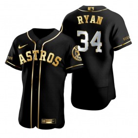 Houston Astros Nolan Ryan Nike Black Golden Edition Authentic Jersey