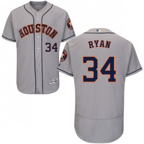 Male Houston Astros Nolan Ryan #34 Gray Collection Flexbase Jersey