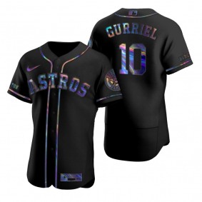 Houston Astros Yuli Gurriel Nike Black Authentic Holographic Golden Edition Jersey