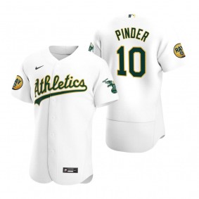 Oakland Athletics Chad Pinder White 2022 Ray Fosse Patch Authentic Jersey