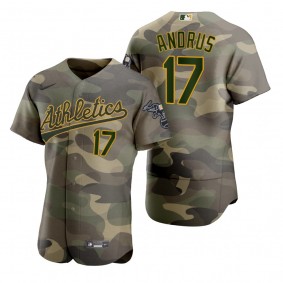 Oakland Athletics Elvis Andrus Camo Authentic 2021 Armed Forces Day Jersey