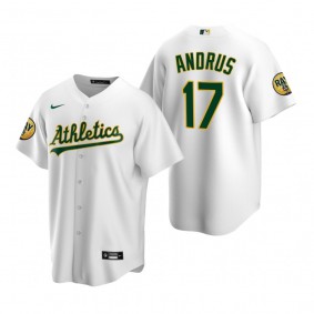 Oakland Athletics Elvis Andrus Replica White Ray Fosse Patch Jersey