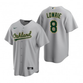 Oakland Athletics Jed Lowrie Nike Gray Replica Road Jersey