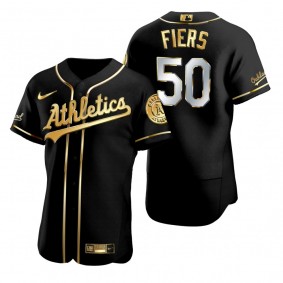 Oakland Athletics Mike Fiers Nike Black Golden Edition Authentic Jersey