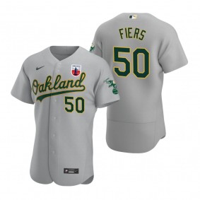 Men's Oakland Athletics Mike Fiers Nike Gray Negro Leagues Authentic Jersey