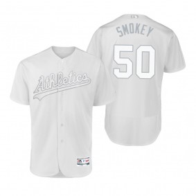 Oakland Athletics Mike Fiers Smokey White 2019 Players' Weekend Authentic Jersey