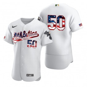Mike Fiers Oakland Athletics White 2020 Stars & Stripes 4th of July Jersey
