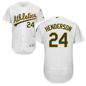 Male Oakland Athletics Rickey Henderson #24 White Collection Flexbase Jersey